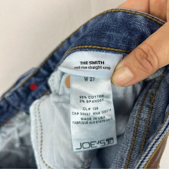 Joe’s Jeans the Smith distressed wash raw hem mid rise straight crop jeans 27 - Picture 3 of 6